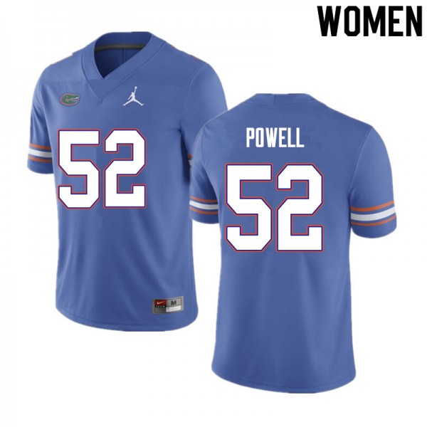 Women #52 Antwuan Powell Florida Gators College Football Jersey Blue